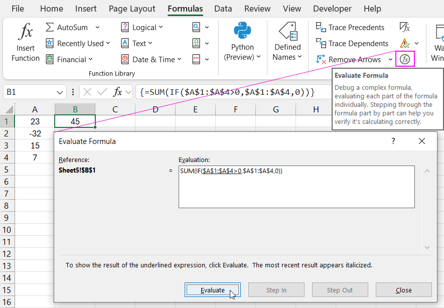 Evaluate Formula tool.