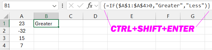 Array formula in curly braces.