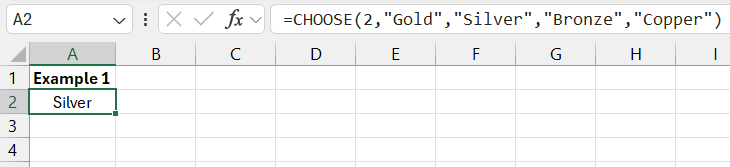 CHOOSE Formula Example 1