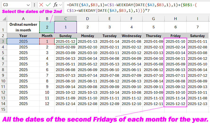 DATE and WEEKDAY.