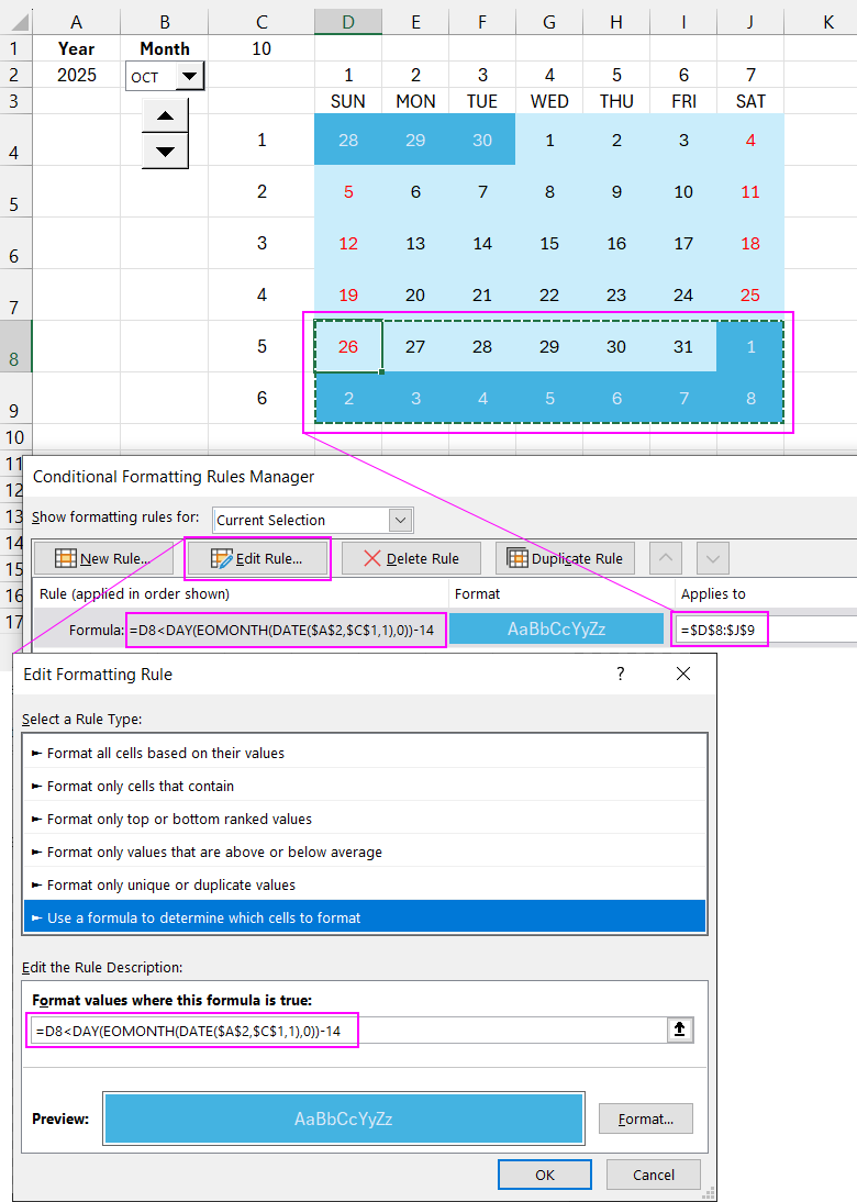 Conditional Formatting for Next Month