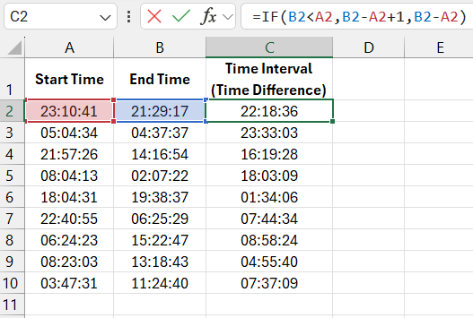 How to calculate time difference.