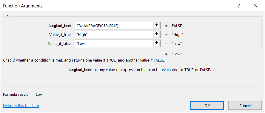 IF function arguments.