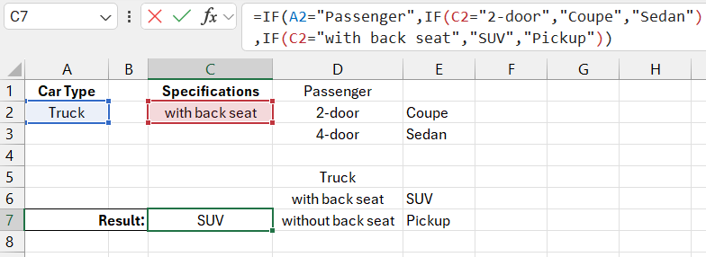 Formula multiple IF functions.