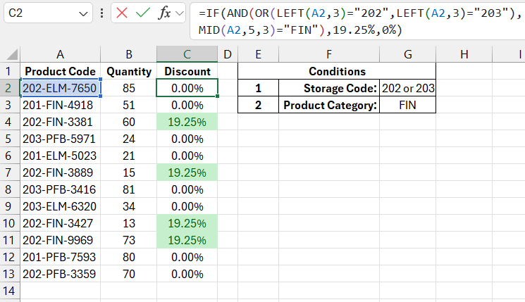 IF AND OR with multiple conditions.