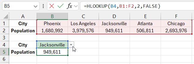 HLOOKUP and row lookup.