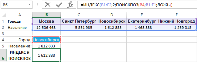 ИНДЕКС и ПОИСКПОЗ для горизонтальной выборки.