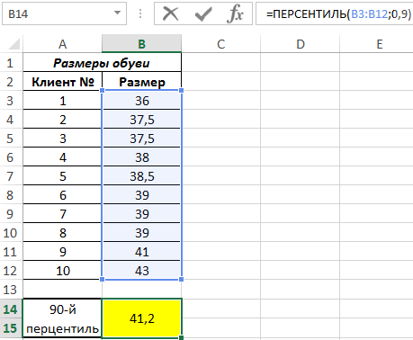 Персентиль что такое в excel