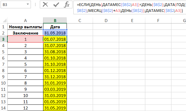 Сравнение дат в excel и выделение цветом