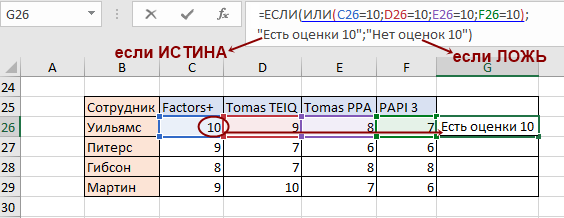 ЕСЛИ плюс ИЛИ