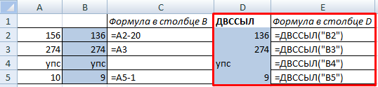 Двссыл в excel что это