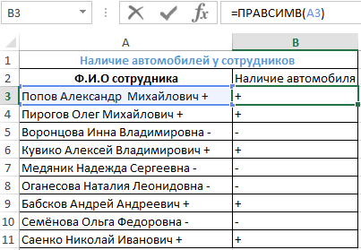 Правсимв excel как использовать