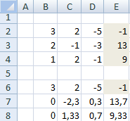 Решить матричное уравнение ax b excel