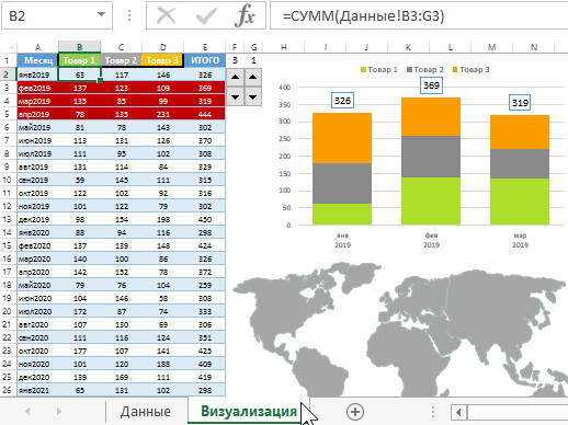 Excel интерактивная карта