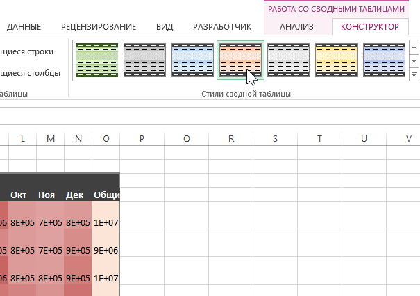 Тепловая диаграмма excel